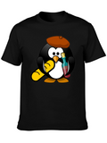 Wine Lover Penguin Black T-Shirt