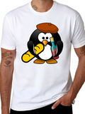 Wine Lover Penguin Black T-Shirt