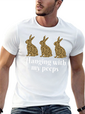 Hanging With My Peeps Easter Bunny Leopard Print T-Shirt