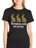Hanging With My Peeps Easter Bunny Leopard Print T-Shirt