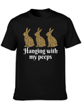 Hanging With My Peeps Easter Bunny Leopard Print T-Shirt