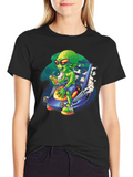 Alien Sipping Juice on Spaceship T-Shirt