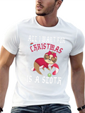 Christmas Sloth Graphic T-Shirt