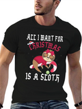 Christmas Sloth Graphic T-Shirt
