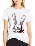 Cartoon Rabbit T-Shirt - Stylish Black Tee