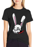 Cartoon Rabbit T-Shirt - Stylish Black Tee