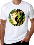 Tropical Girl Graphic Print Black T-Shirt