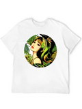 Tropical Girl Graphic Print Black T-Shirt