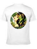 Tropical Girl Graphic Print Black T-Shirt