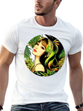 Tropical Girl Graphic Print Black T-Shirt
