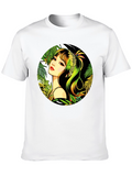 Tropical Girl Graphic Print Black T-Shirt