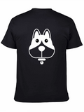 Dog Graphic Tee - Black Cotton T-Shirt