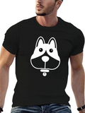 Dog Graphic Tee - Black Cotton T-Shirt