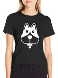 Dog Graphic Tee - Black Cotton T-Shirt