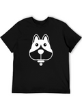 Dog Graphic Tee - Black Cotton T-Shirt