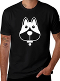 Dog Graphic Tee - Black Cotton T-Shirt