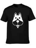 Dog Graphic Tee - Black Cotton T-Shirt
