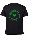 Eco-Friendly Black T-Shirt: Save the Planet Go Green Design