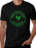Eco-Friendly Black T-Shirt: Save the Planet Go Green Design
