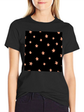 Floral Pattern Black T-Shirt