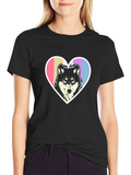 Wolf Heart Tee - Black Graphic T-Shirt