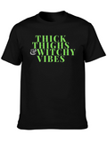 Thick Thighs Witchy Vibes Black T-Shirt