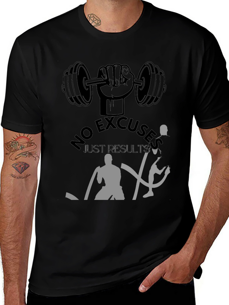 Motivational Workout T-Shirt - No Excuses Just Results