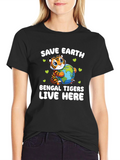 Save Earth Bengal Tigers Graphic T-Shirt