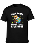 Save Earth Bengal Tigers Graphic T-Shirt