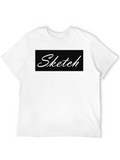 Mens Black Sketch Graphic Crew Neck T-Shirt