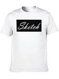 Mens Black Sketch Graphic Crew Neck T-Shirt