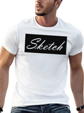 Mens Black Sketch Graphic Crew Neck T-Shirt