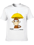 Monkey Under Umbrella Black T-Shirt