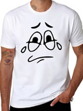 Sad Face Graphic Black T-Shirt