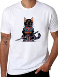 Pixel Samurai Cat Graphic Tee