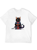 Pixel Samurai Cat Graphic Tee