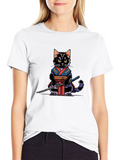 Pixel Samurai Cat Graphic Tee