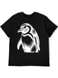 Penguin Graphic Tee - Cool Black Cotton T-Shirt