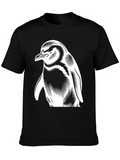 Penguin Graphic Tee - Cool Black Cotton T-Shirt