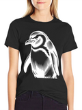 Penguin Graphic Tee - Cool Black Cotton T-Shirt