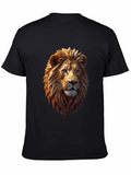 Geometric Lion Graphic Tee - Black