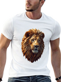 Geometric Lion Graphic Tee - Black