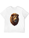 Geometric Lion Graphic Tee - Black