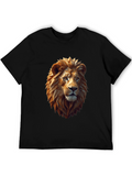 Geometric Lion Graphic Tee - Black