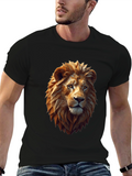 Geometric Lion Graphic Tee - Black