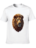 Geometric Lion Graphic Tee - Black