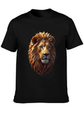 Geometric Lion Graphic Tee - Black