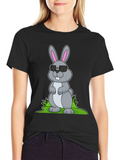 Cool Bunny Graphic Tee - Black