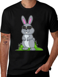 Cool Bunny Graphic Tee - Black