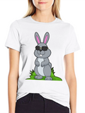 Cool Bunny Graphic Tee - Black